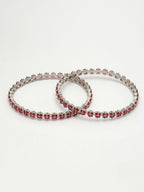 NVR Women's Set of 2 Pink CZ Stone-Studded Handcrafted Bangles - Distacart