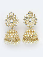 NVR Women Gold-Plated Handcrafted Kundan Jhumka Earrings - Distacart