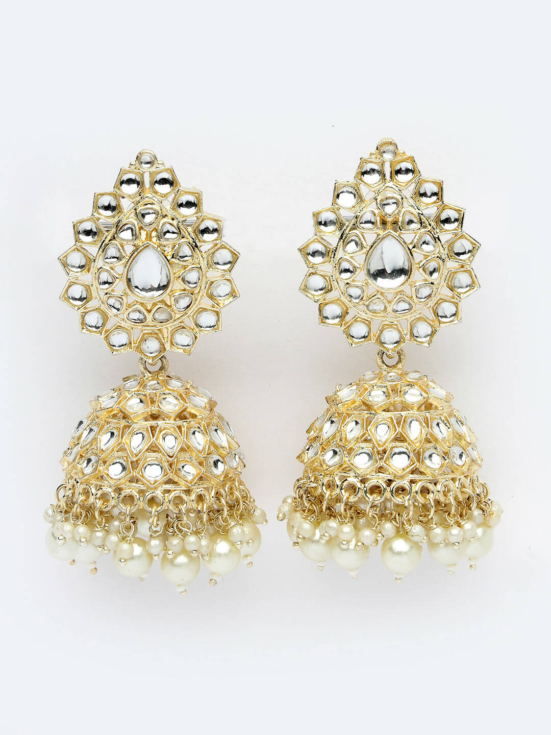 NVR Women Gold-Plated Handcrafted Kundan Jhumka Earrings - Distacart