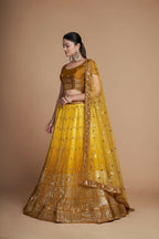 Jyoti Fashion Women's Mustard Heavy Chinon Sequins Embroidered Designer Lehenga Choli Set