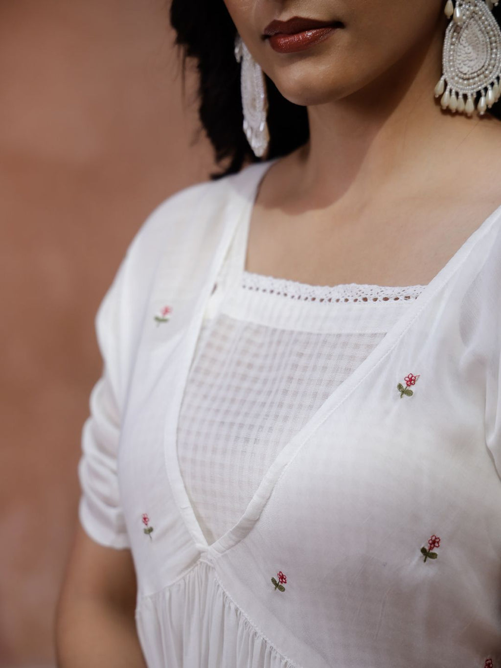 Sangria Floral Embroidered Thread Work Kurta with Trouser