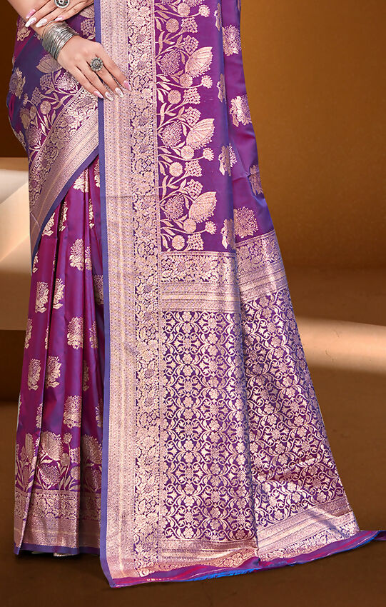 Sangam Prints Purple Silk Woven Work Traditional Saree
