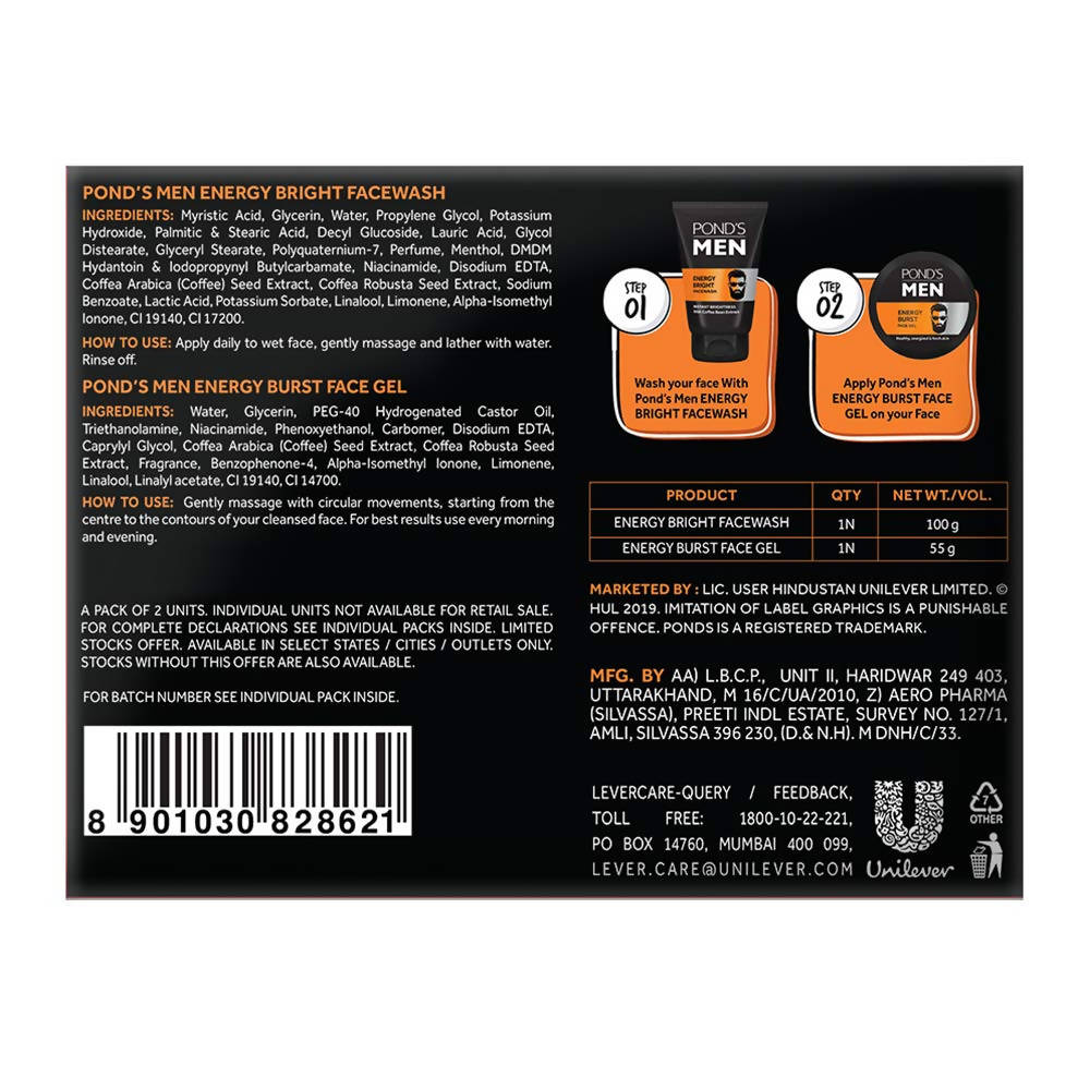 Ponds Men Energizing Combo Pack (Facewash & Face Gel)