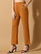 Myshka Women's Mustard Straight Fit Party Trouser