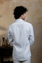 British White Sri Vari Sutra Shirt By Hilo Design