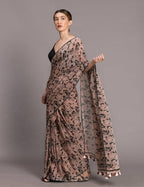 Suta Beige Black Pure Mul Cotton Printed Saree - Distacart