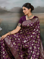 Shree Shyam Fashion Wine Silk Blend Saree - Distacart
