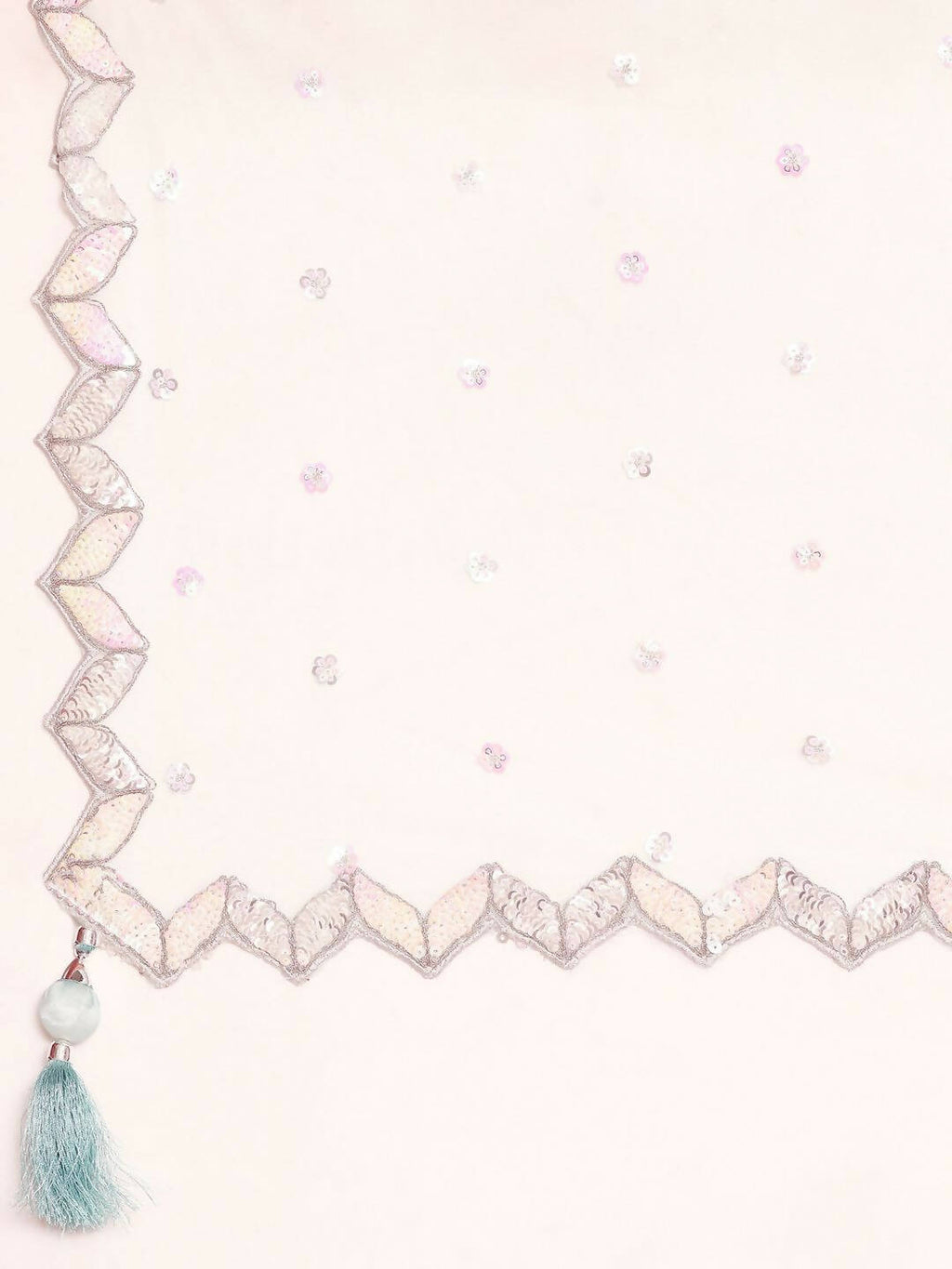 House of Panchhi Turquoise Blue Organza Sequins & Zarkan embroidery Lehenga choli & Dupatta