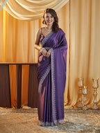 kasee Beads and Stones Satin Saree - Distacart