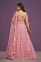 Pink Malai Silk Zari Embroidery Work Lehenga Choli - Jihu Culture