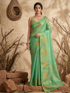 Shree Shyam Fashion Green Tissue Silk Saree - Distacart
