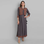 Juniper Women's Grey Rayon Printed Flared Dress - Distacart