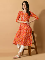 Myshka Women's Multi Flared Printed Festive Kurta