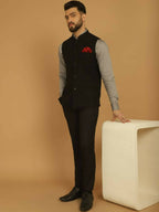 Even Apparels Pure Wool Nehru Jacket - Black