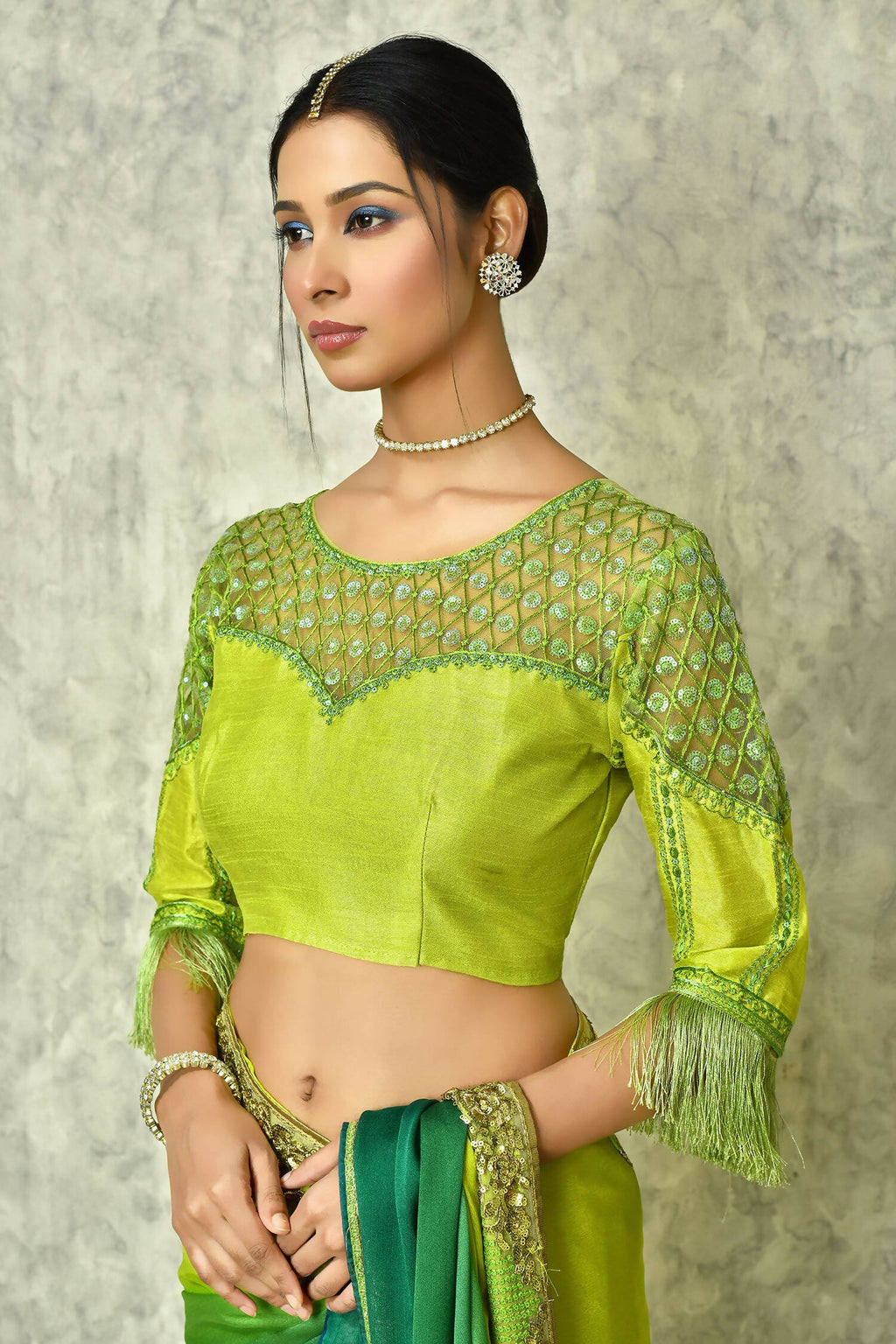 Green Silk Plain Saree with Blouse Piece - Purvi