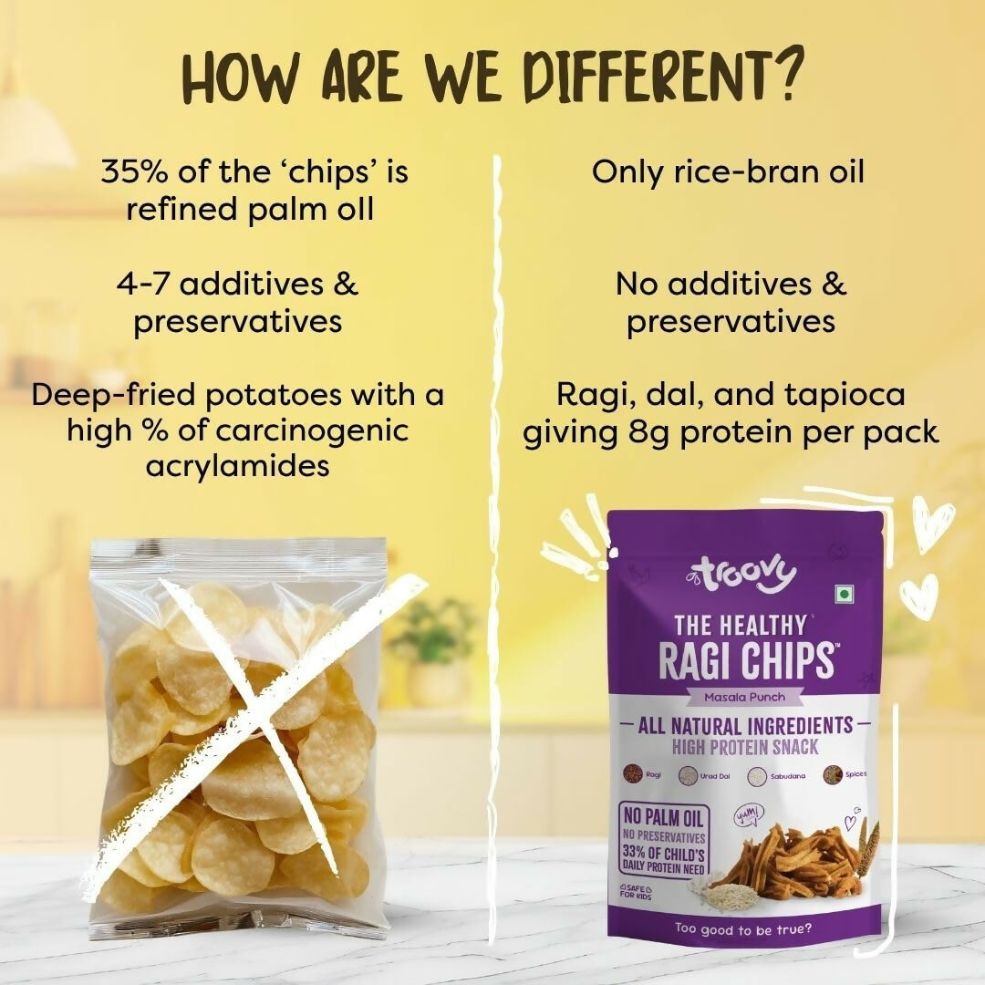Troovy Healthy Masala Ragi Chips Tasty & High Protein Snacks - Distacart