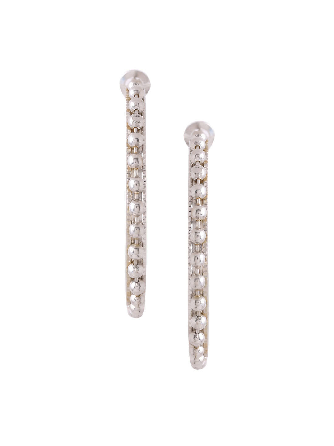 NVR Women Silver Toned Beaded Circular Earrings - Distacart