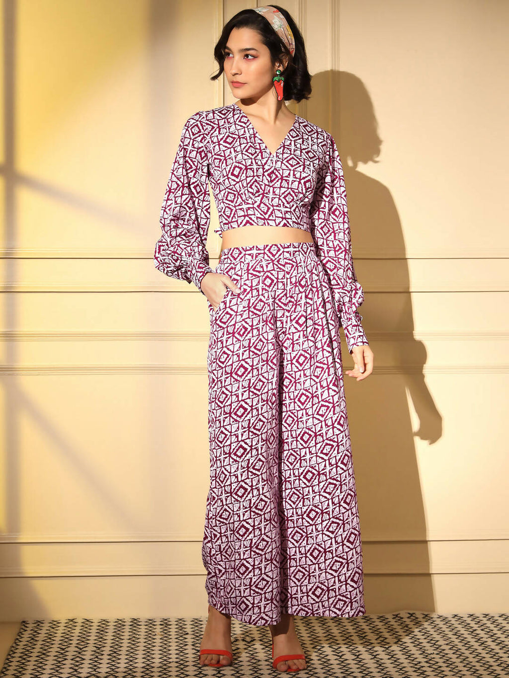 Pink Crepe Digital Printed Top With Matching Trouser - Shivani