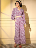 Pink Crepe Digital Printed Top With Matching Trouser - Shivani
