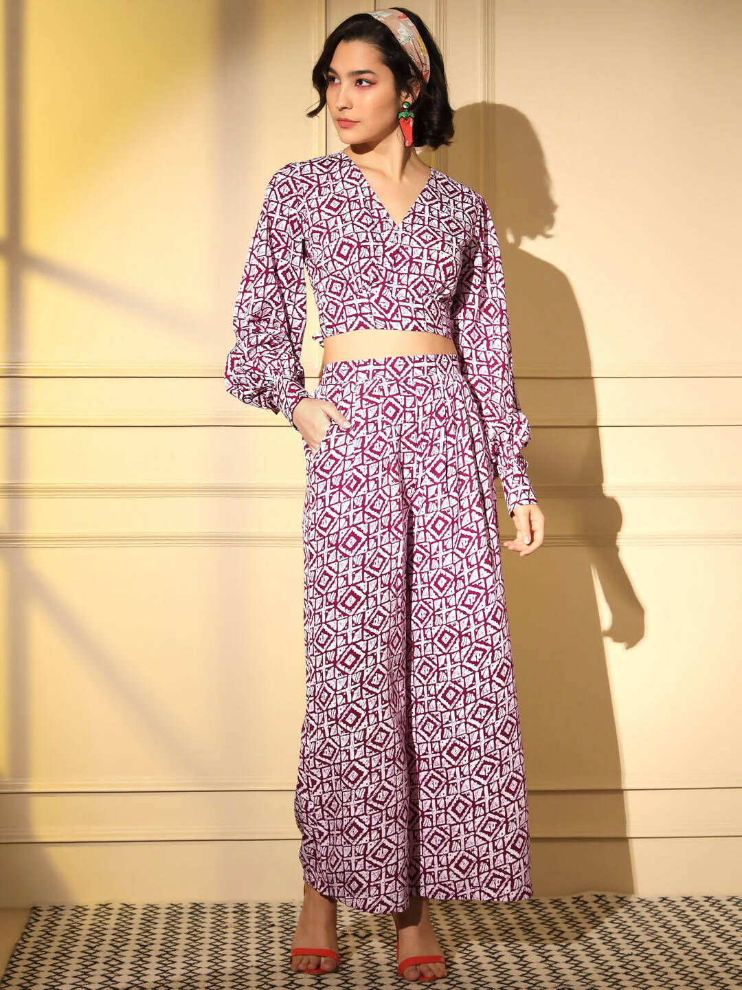 Pink Crepe Digital Printed Top With Matching Trouser - Shivani