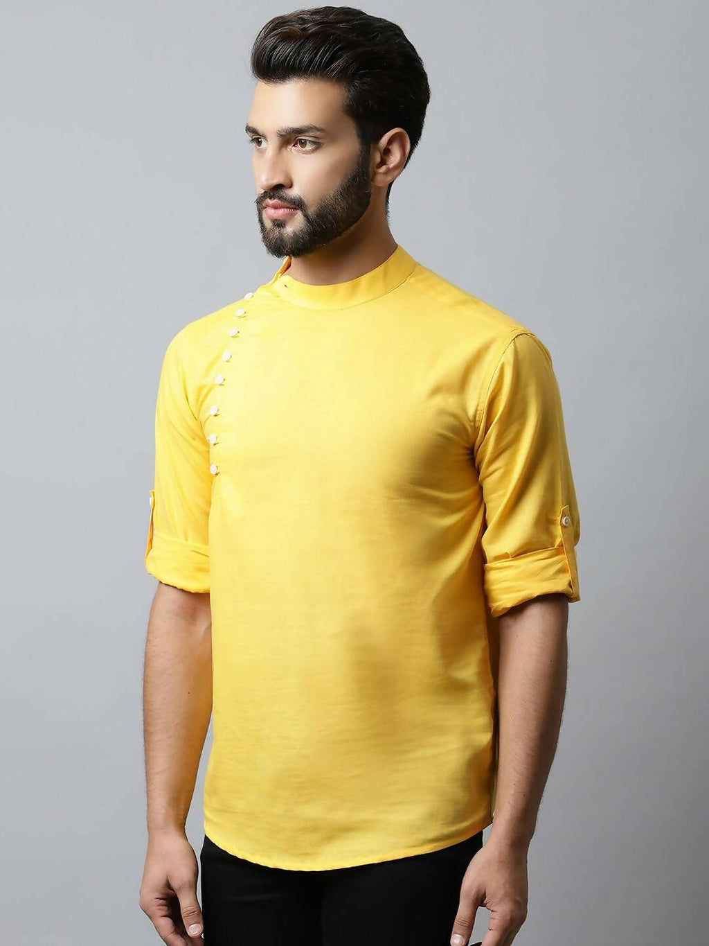 Even Apparels Yellow Color Pure Cotton Men's Kurta With Side Placket (MMS759) - Distacart