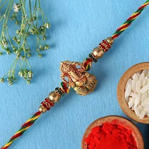 Authentic Design Ganesha Rakhi & Kaju Katli Box - Distacart