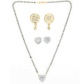 AanyaCentric Gold-Polished Mangalsutra with Pendant, 2 Pair Earrings
