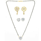 AanyaCentric Gold-Polished Mangalsutra with Pendant, 2 Pair Earrings