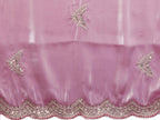 Vastranavya Baby Pink Embroidery Work Shimmer Chiffon Saree with Unstitched Blouse - Distacart