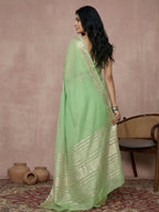 Shree Shyam Fashion Light Green Cotton Saree - Distacart