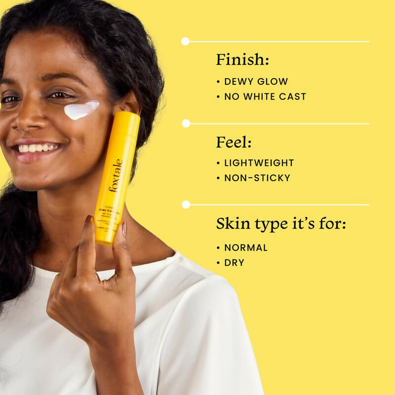 Foxtale Dewy Sunscreen SPF 70 PA++++ With Niacinamide + Provitamin B5 + Vitamin E - Anti-Tan Formula & Spot Depigmentation - Distacart