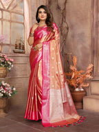 Anaita Pink Tissue Silk With Zari Weaving Saree With Blouse