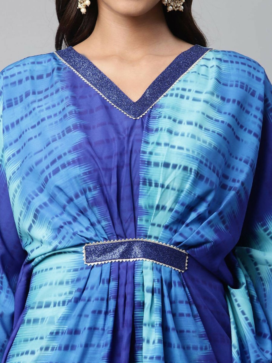 Ahalyaa Women Royal Blue Crepe Digital Printed Kaftan Kurta - Distacart