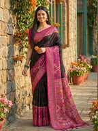 Shree Shyam Fashion Black Pochampally Silk Saree - Distacart