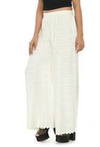 Mominos Fashion Moeza Reyon Cotton White Color Chikan Work Palazzo