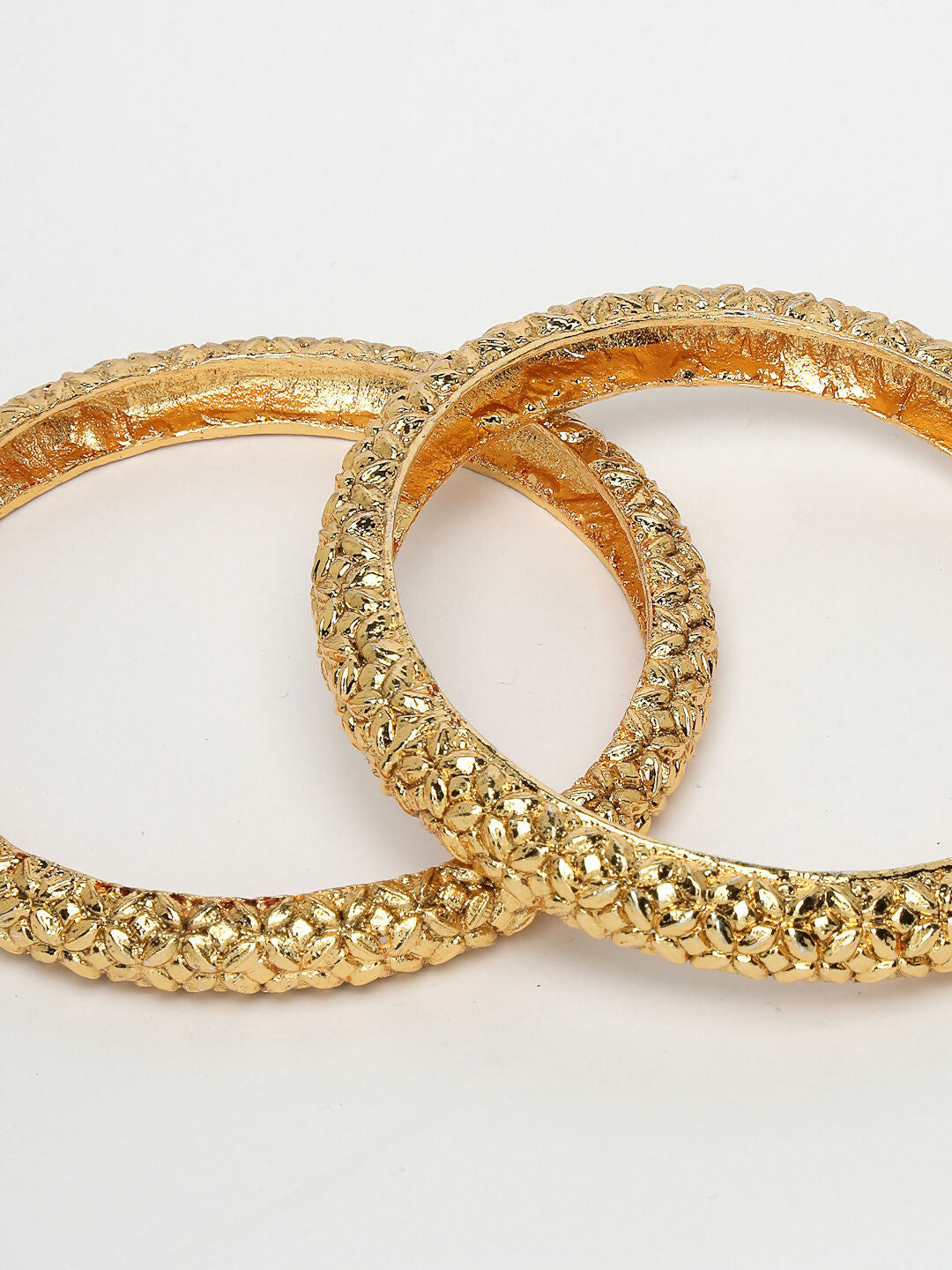NVR Women's Set of 2 Gold-Plated Handcrafted Traditional Bangles - Distacart