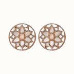 Nuyug 22K Gold Plated Mother of Pearls and Stone Studded Contemporary Floral Shaped Studs - Distacart