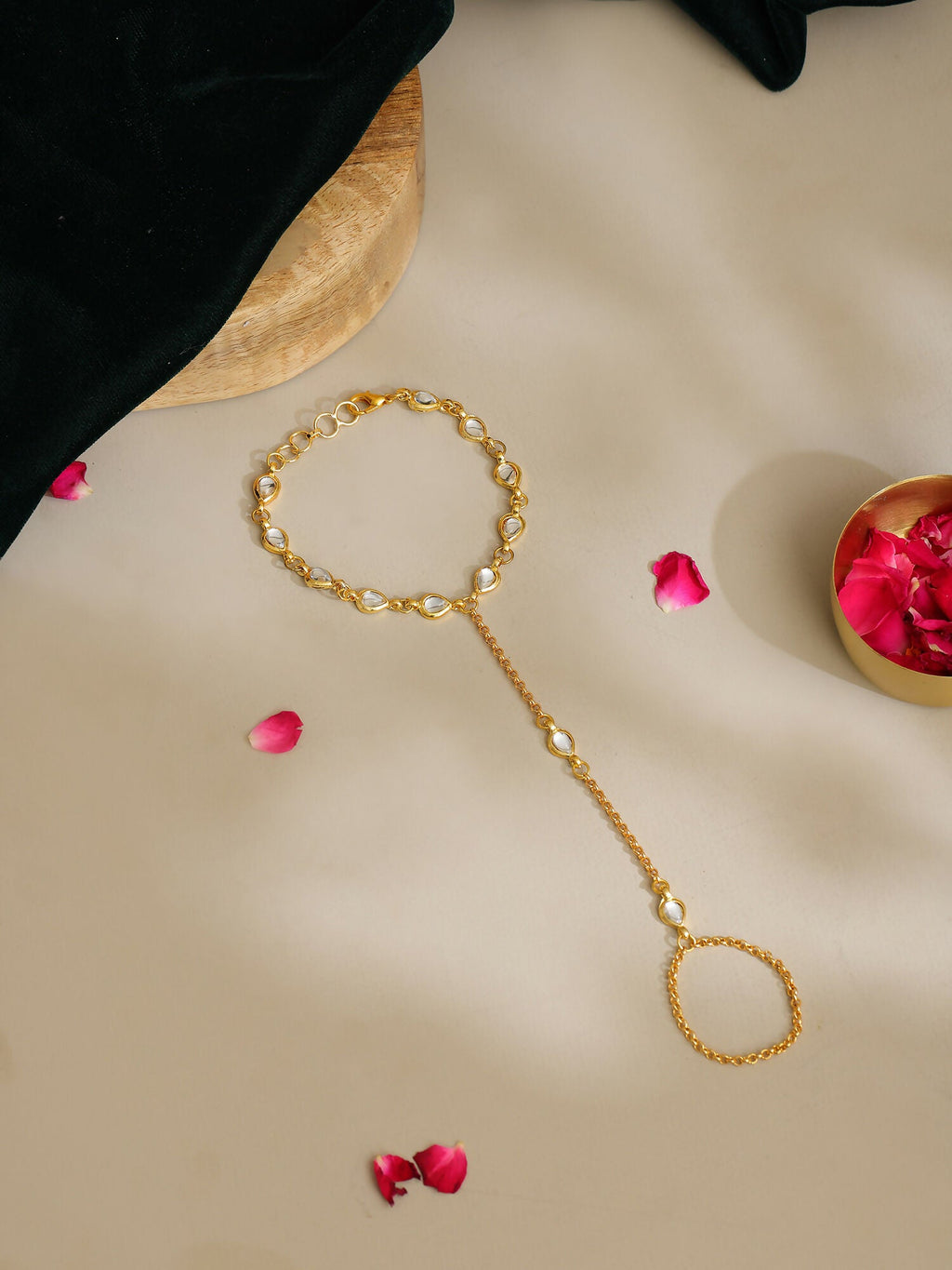 Ruby Raang Kundan & Gold Haath Phool - Distacart