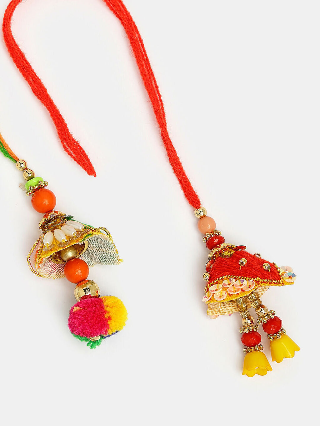 NVR Women Set of 2 Red Beaded Lumba Rakhi With Roli Chawal - Distacart