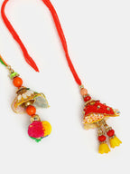 NVR Women Set of 2 Red Beaded Lumba Rakhi With Roli Chawal - Distacart