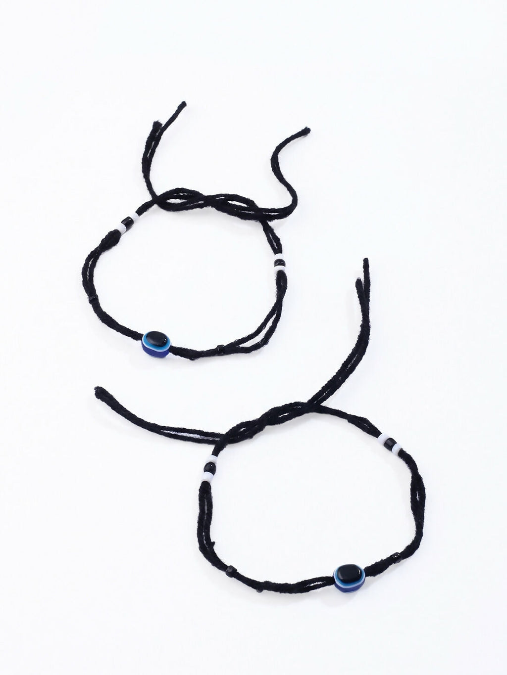 NVR Women Set of 2 Black Beaded Evil Eye Anklet - Distacart