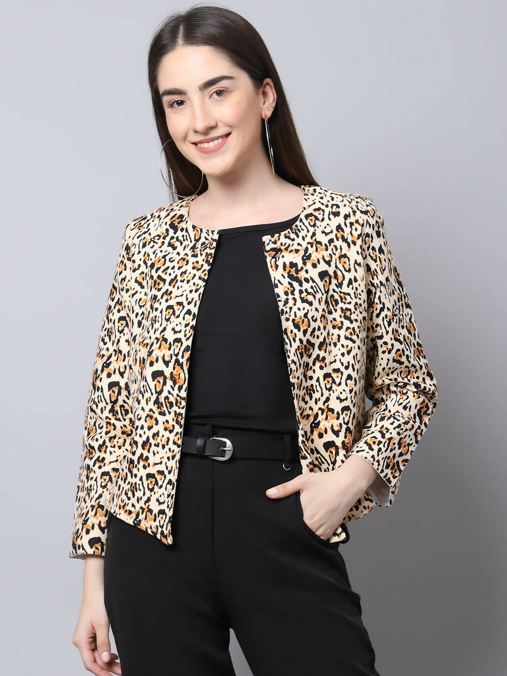 Even Apparels Multi 100% Viscose Open Front Statement Women's Jacket