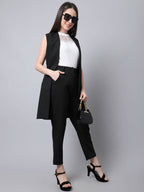 Even Apparels Black Polywool Open Front Women's Long Coat PW668 - Distacart