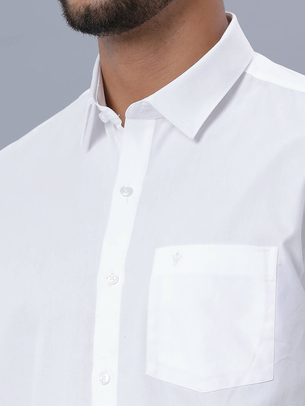 Ramraj Cotton Mens Half Sleeve Formal Poly Cotton White Shirt