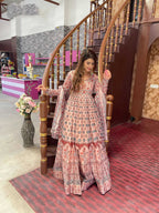 Partywear Designer Peach Chanderi Suit - Anbazaar - Distacart