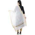 A R SILK Chanderi Crush Crush Design White Color Dupatta or Chunni