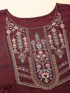 Wine Chinon Floral Embroidered Top - Zeny