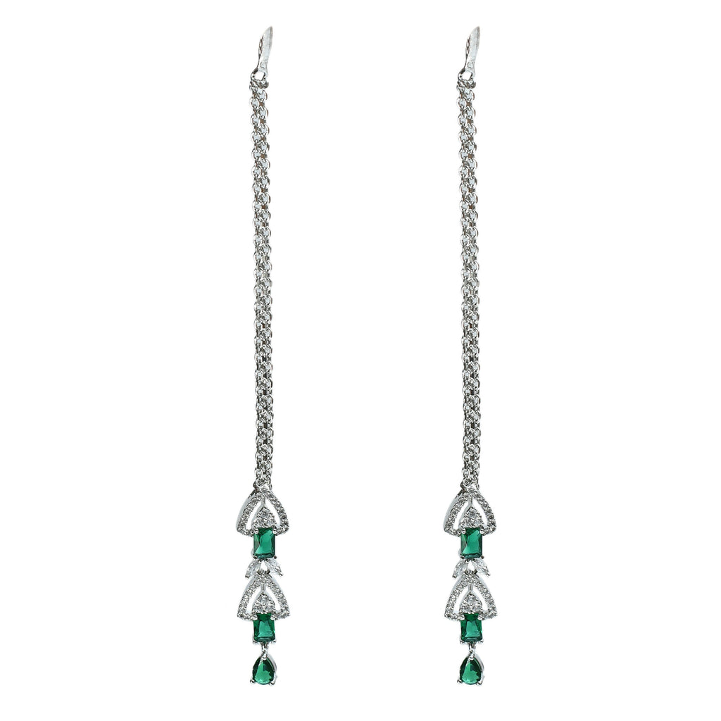 Mominos Fashion Johar Kamal Silver-Plated American Diamond Green Choker Set - Distacart
