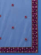 House of Panchhi Women Burgundy Pure Georgette Sequinse Embroidered Lehenga & Blouse, Dupatta
