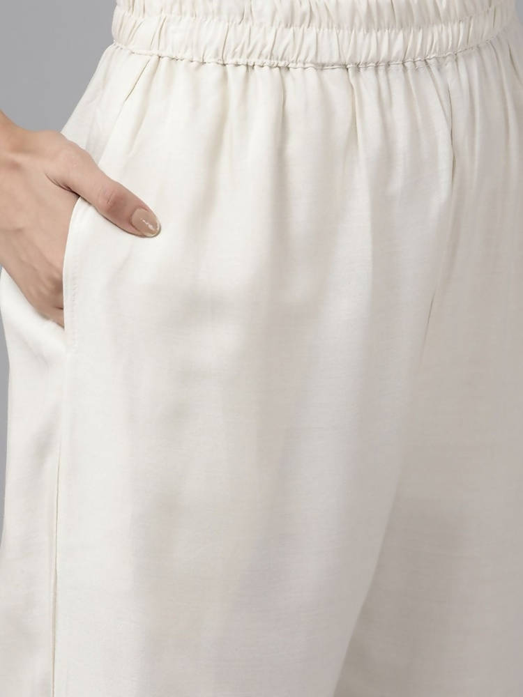 Yufta Green And off White Kurta And Palazzo Set